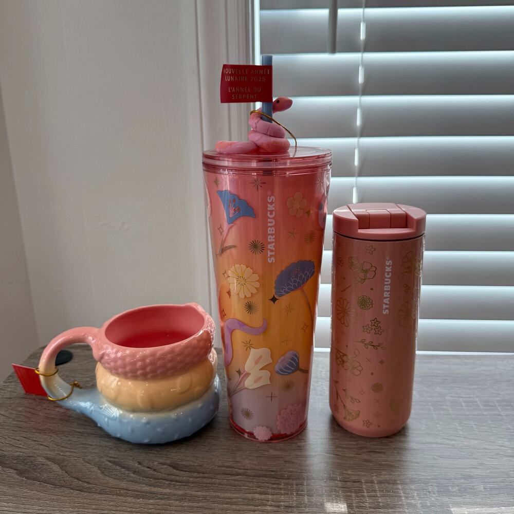 NWT Starbucks 2025 Lunar New Year Year of the Snake Complete 3pc Set Mug Tumbler